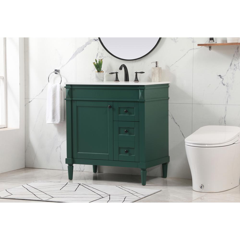 32 inch Single bathroom vanity in green. Picture 2