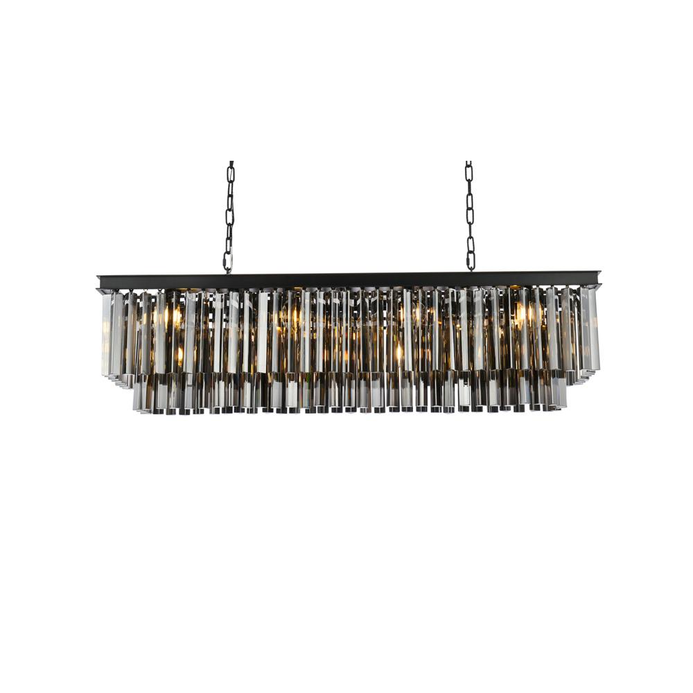 Sydney 12 light Matte Black Chandelier Silver Shade (Grey) Royal Cut Crystal. Picture 2