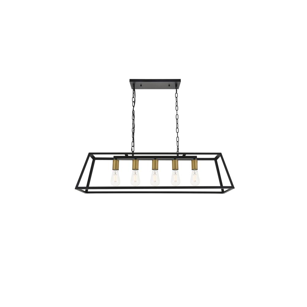 Resolute 5 light brass and black Pendant. Picture 3