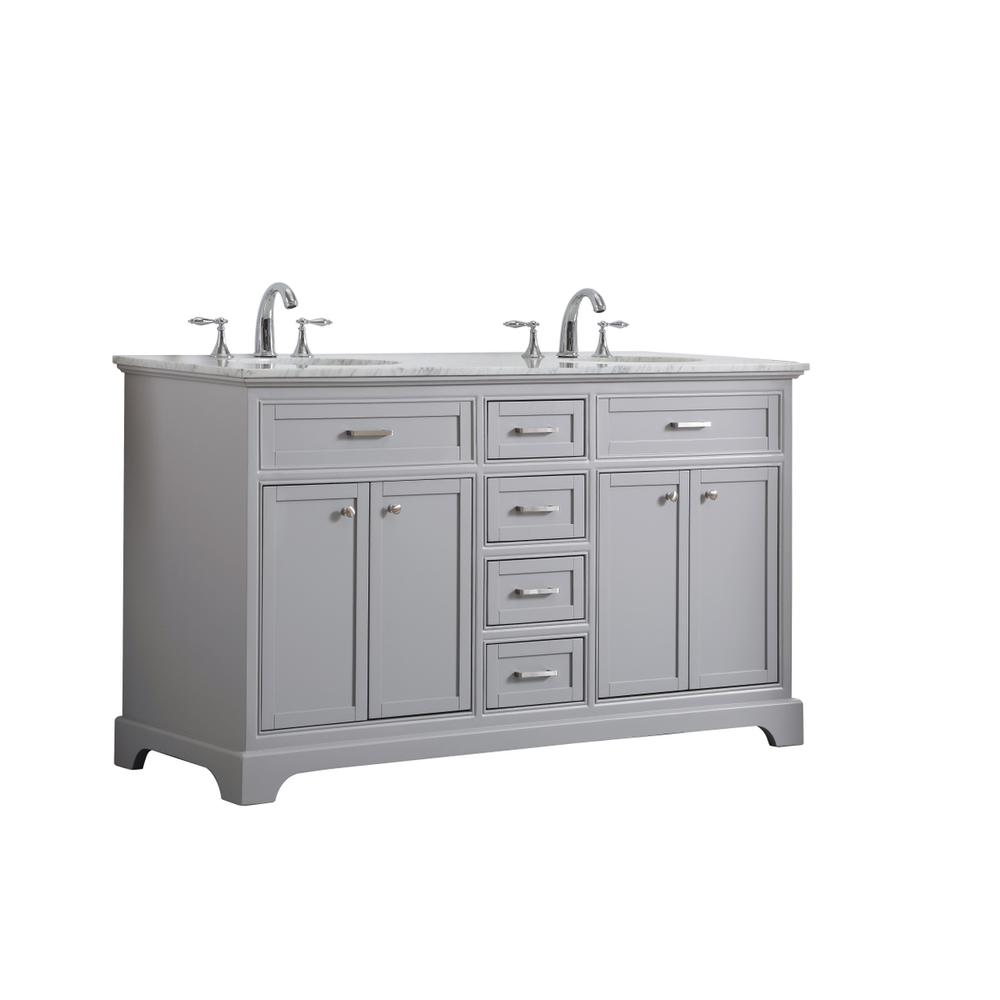 60 In. Double Bathroom Vanity Set In Light Grey. Picture 5