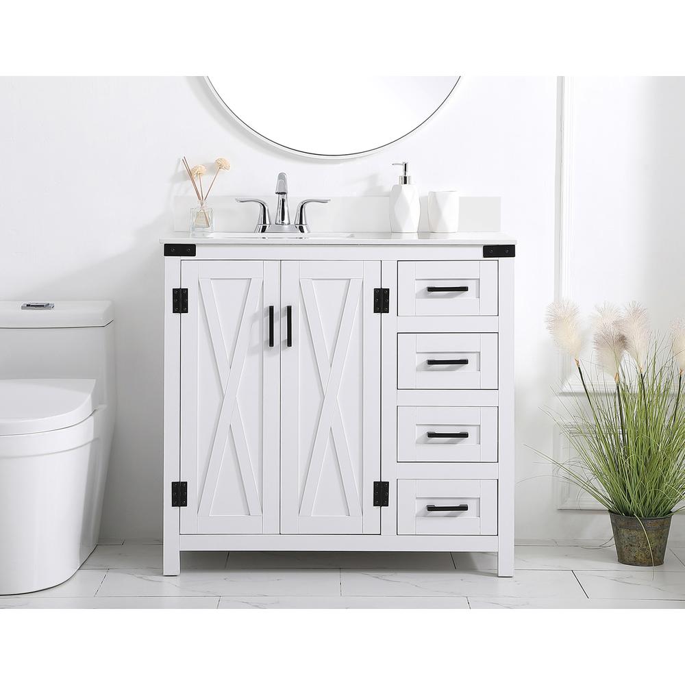 36 inch bathroom Vanity in White with Backsplash. Picture 14