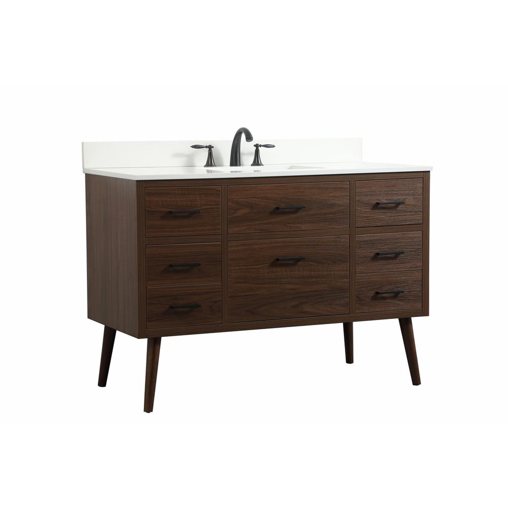 48 inch Single bathroom vanity in walnut with backsplash. Picture 7