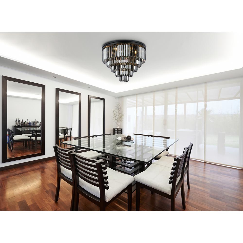 Sydney 17 light Matte Black Flush Mount Silver Shade (Grey) Royal Cut Crystal. Picture 7