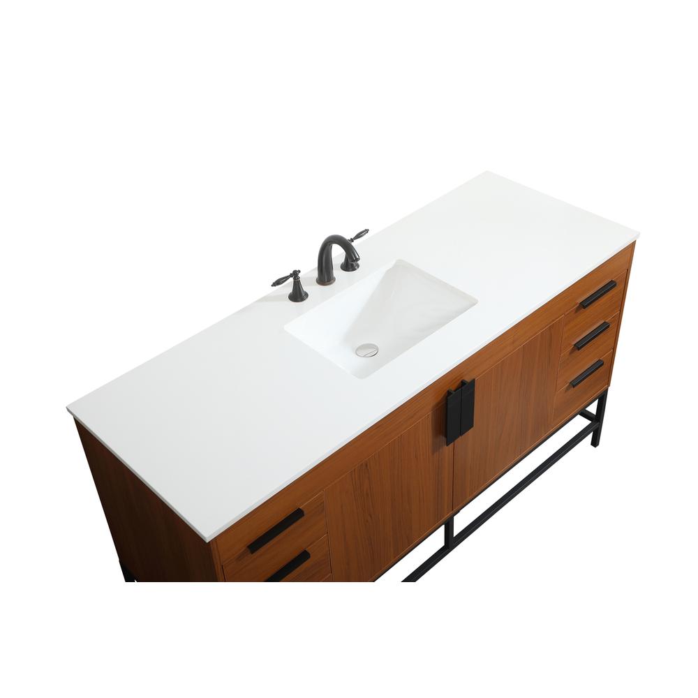 60 inch Single bathroom vanity in teak. Picture 10