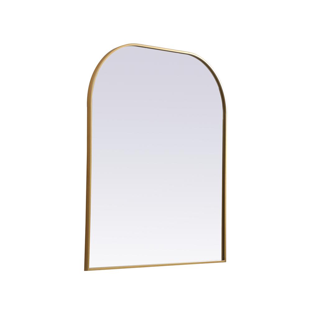 Metal Frame Arch Mirror 36x34 Inch in Brass. Picture 7