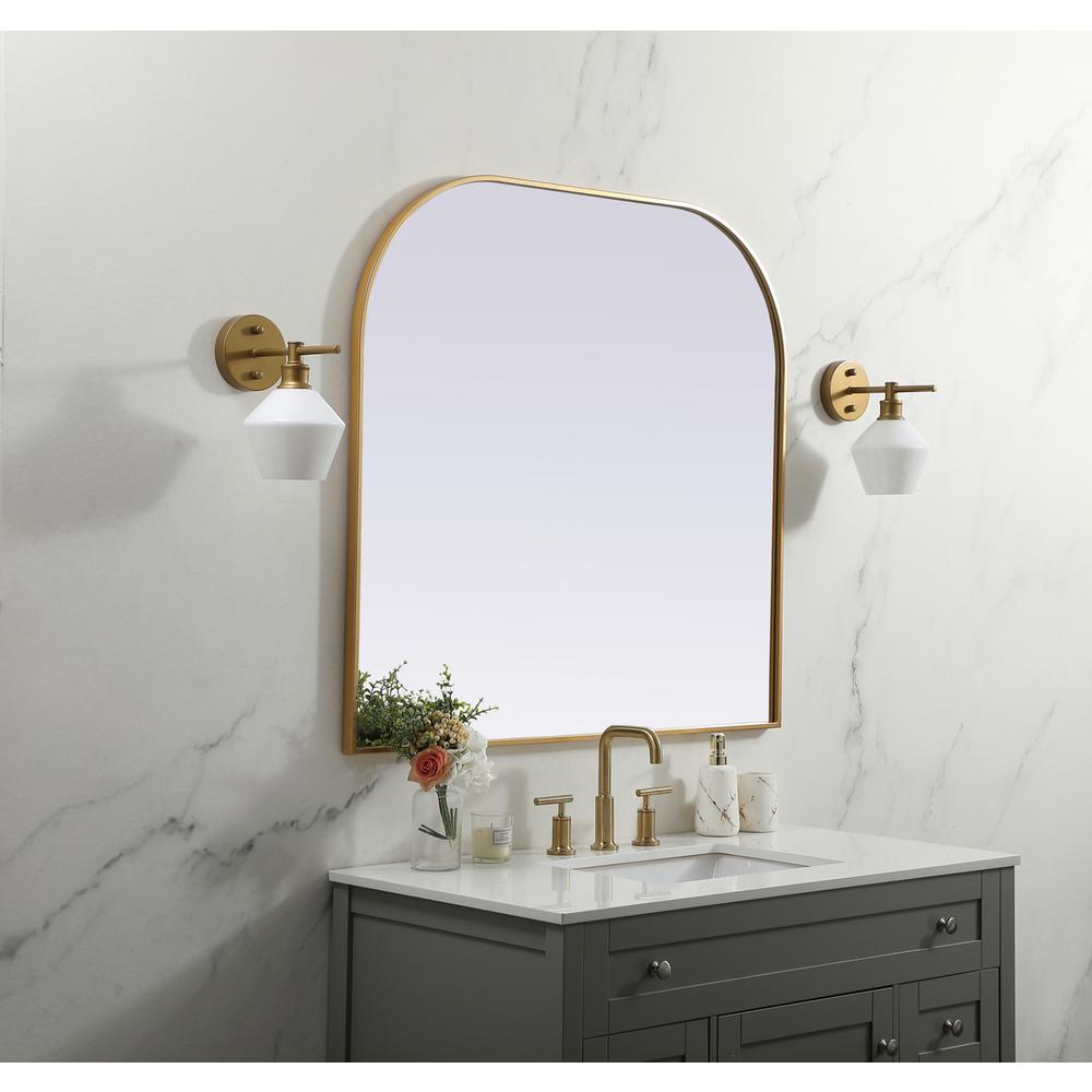 Metal Frame Arch Mirror 40x38 Inch in Brass. Picture 2