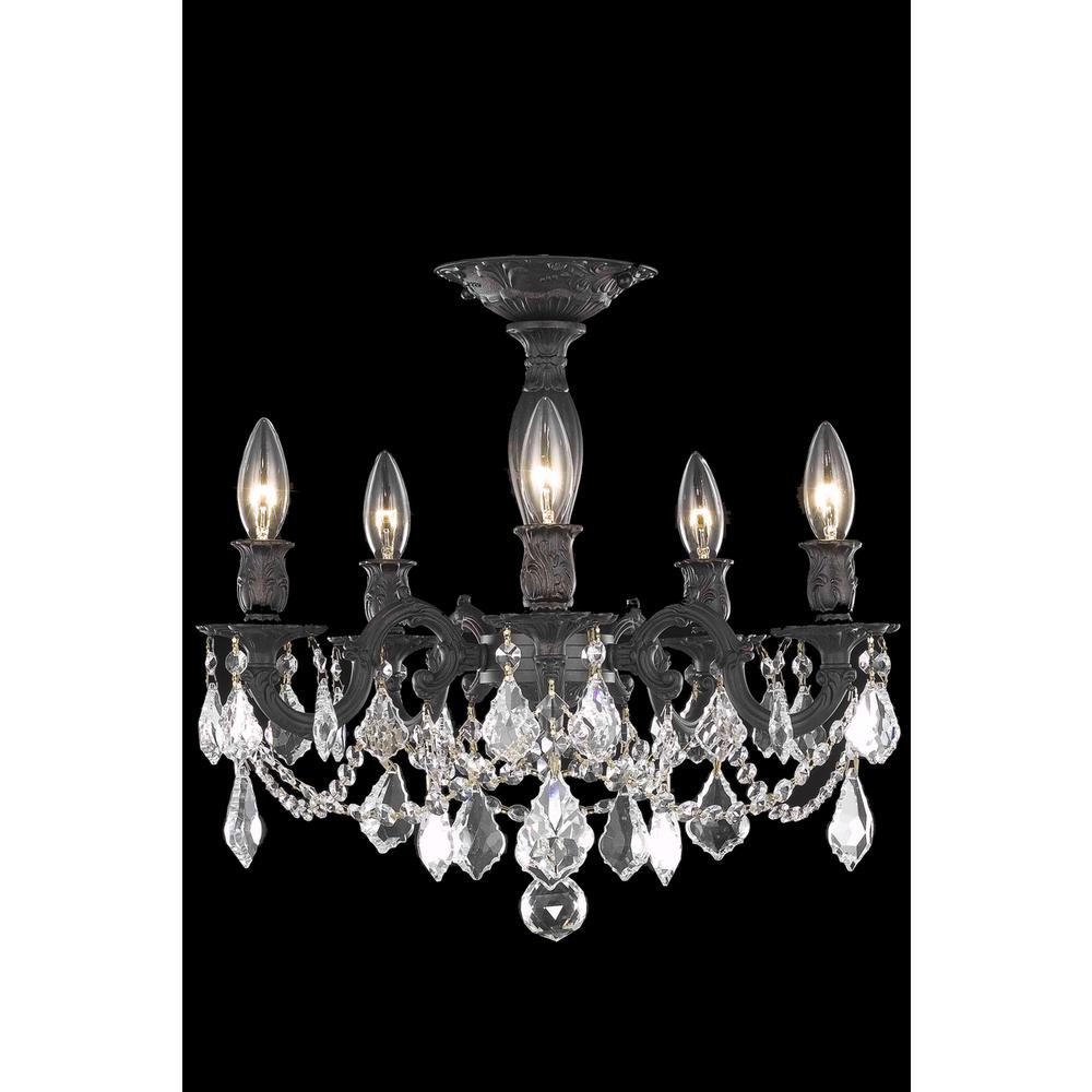 Rosalia 5 light Dark Bronze Flush Mount Clear Royal Cut Crystal. Picture 1