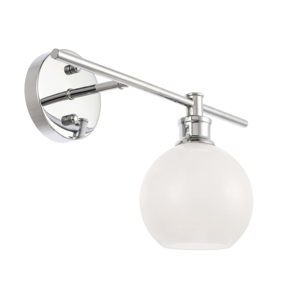 Collier 1 Light Chrome And Frosted White Glass Right Wall Sconce. Picture 6