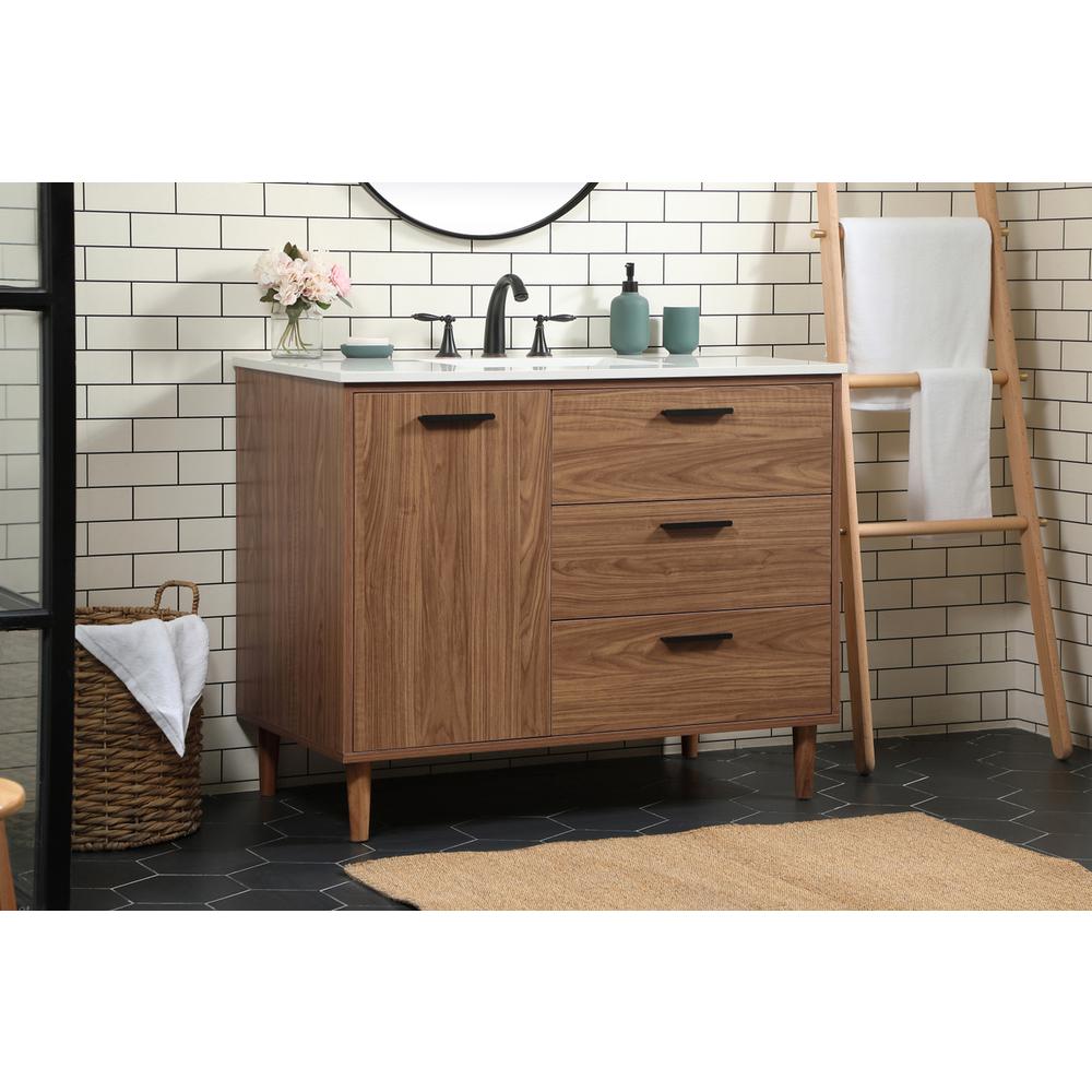 42 inch Single bathroom vanity in walnut brown. Picture 2