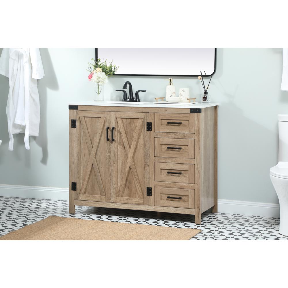 42 inch Single bathroom vanity in natural oak. Picture 2