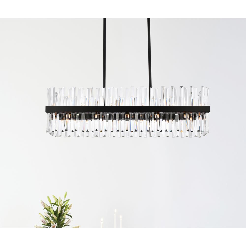 Serephina 42 inch crystal rectangle chandelier light in black. Picture 7
