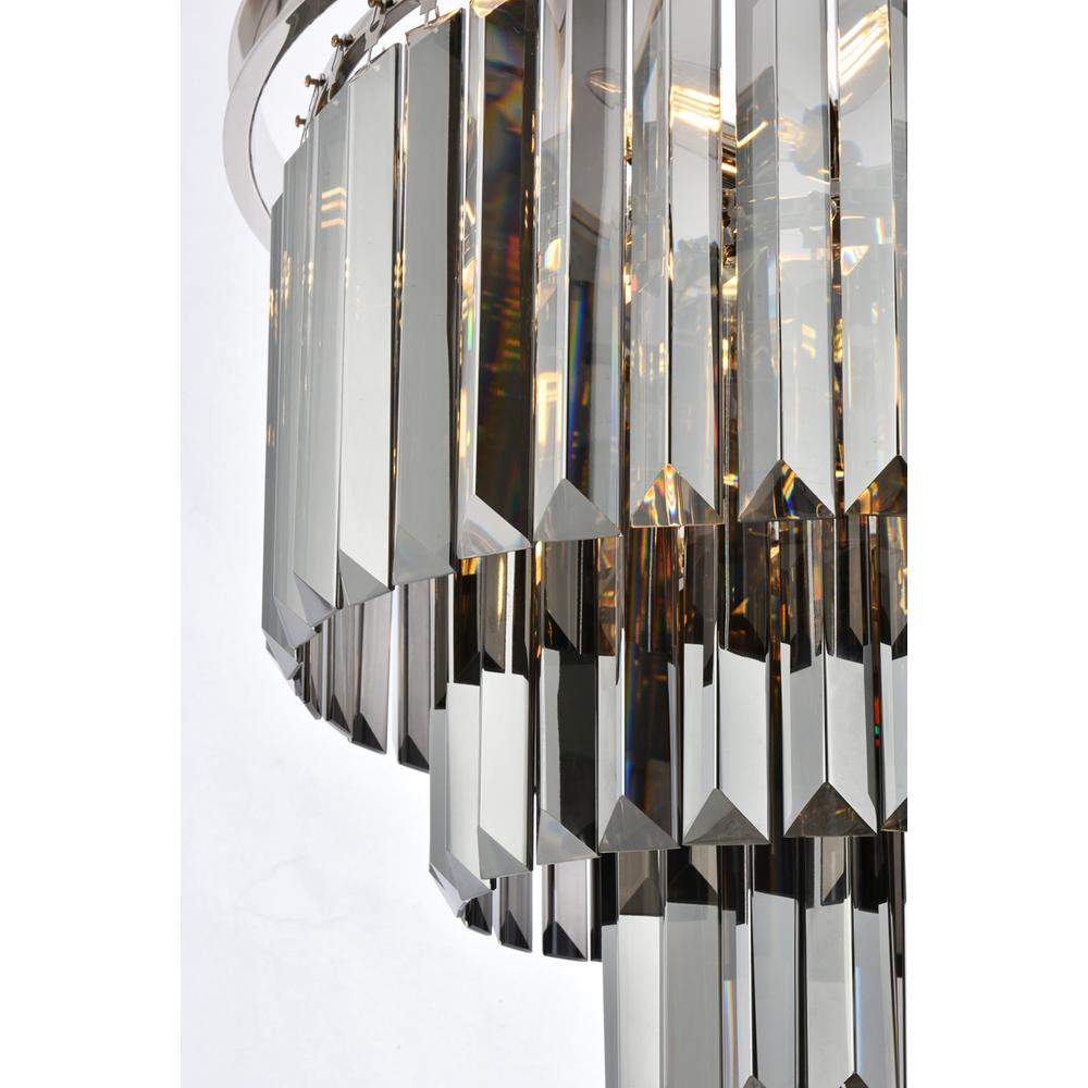 Sydney 9 light polished nickel Chandelier Silver Shade (Grey) Royal Cut Crystal. Picture 3