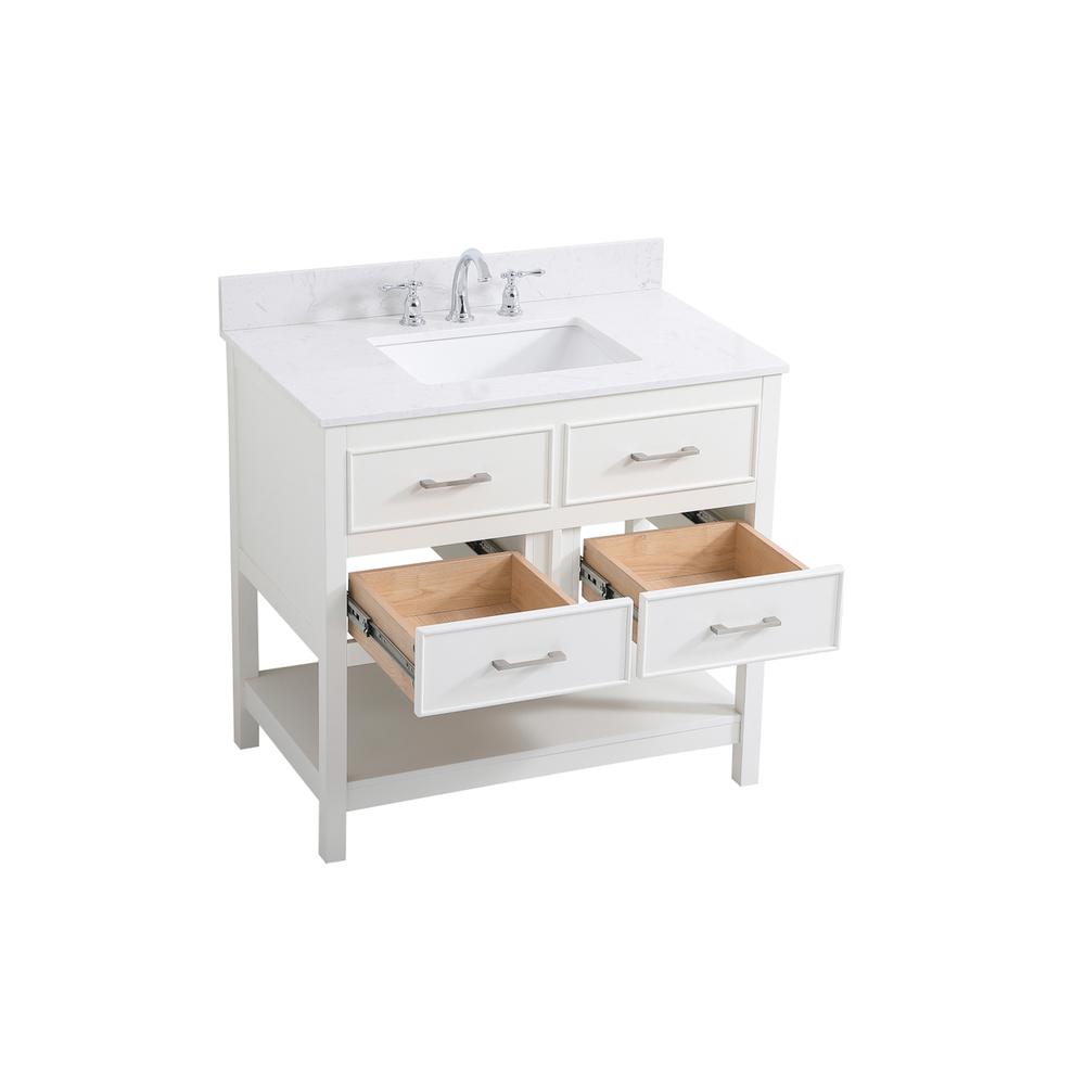 36 inch Single bathroom vanity in white with backsplash. Picture 9