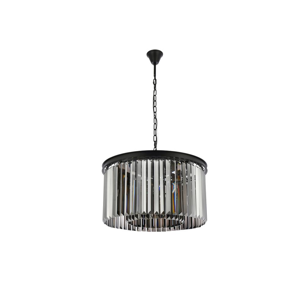 Sydney 8 light Matte Black Chandelier Silver Shade (Grey) Royal Cut Crystal. Picture 6