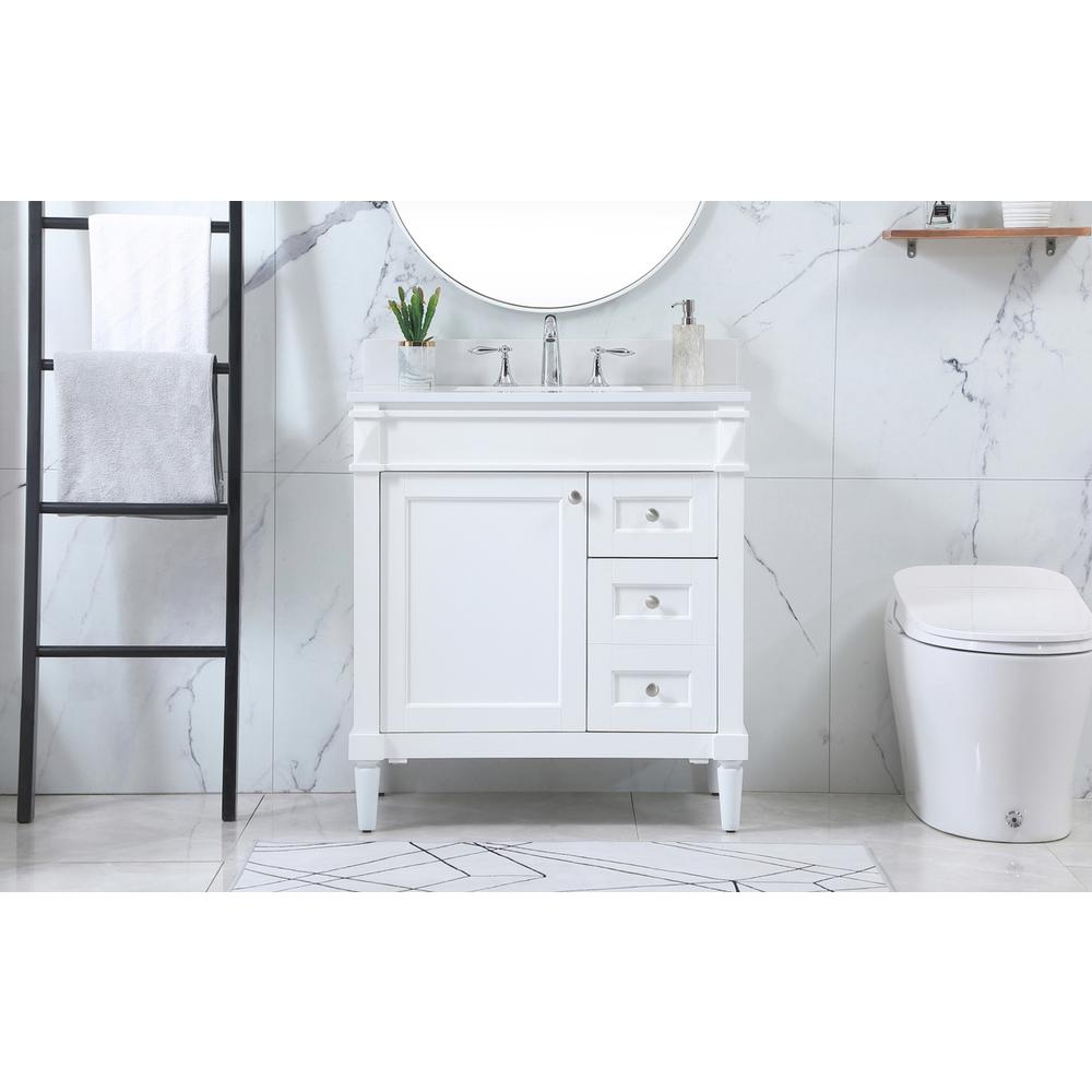 32 inch Single bathroom vanity in white with backsplash. Picture 14