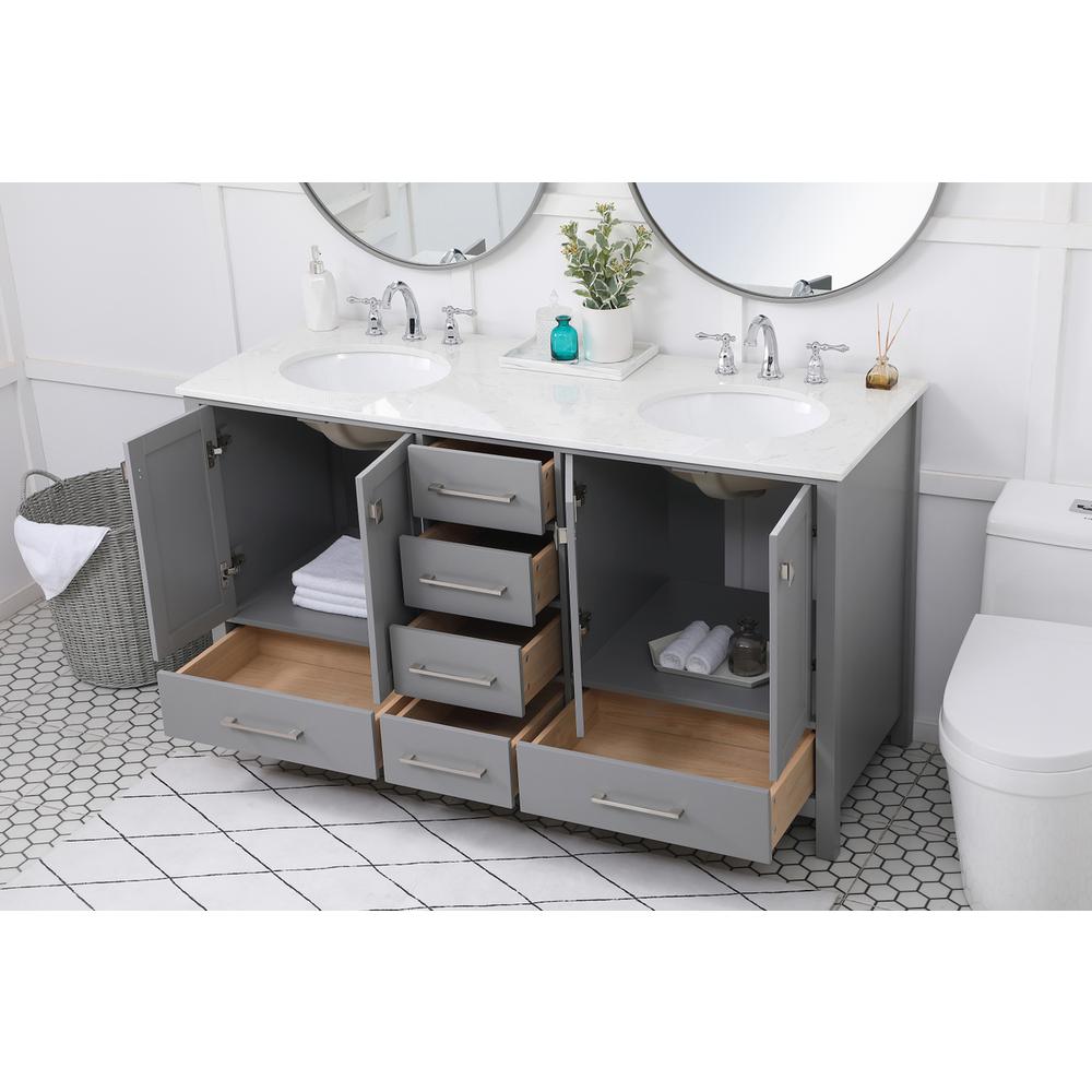 60 inch Double Bathroom Vanity in Gray. Picture 3