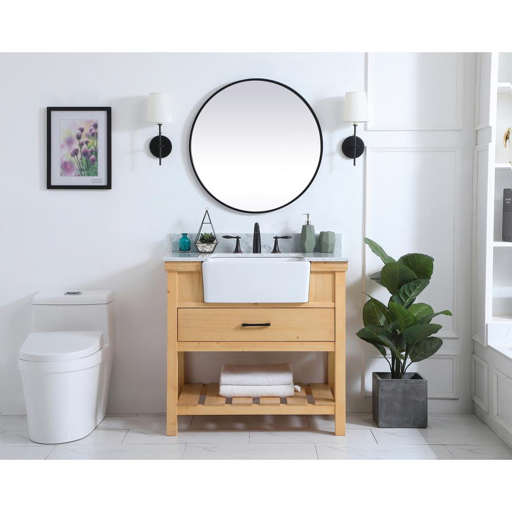 36 inch Single bathroom vanity in natural wood with backsplash. Picture 4