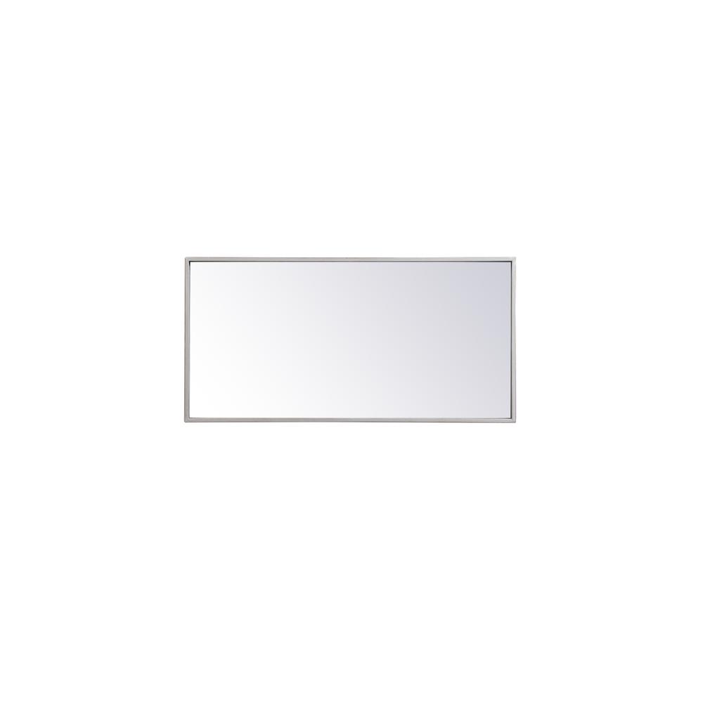 Metal frame rectangle mirror 14x28 inch in silver. Picture 6