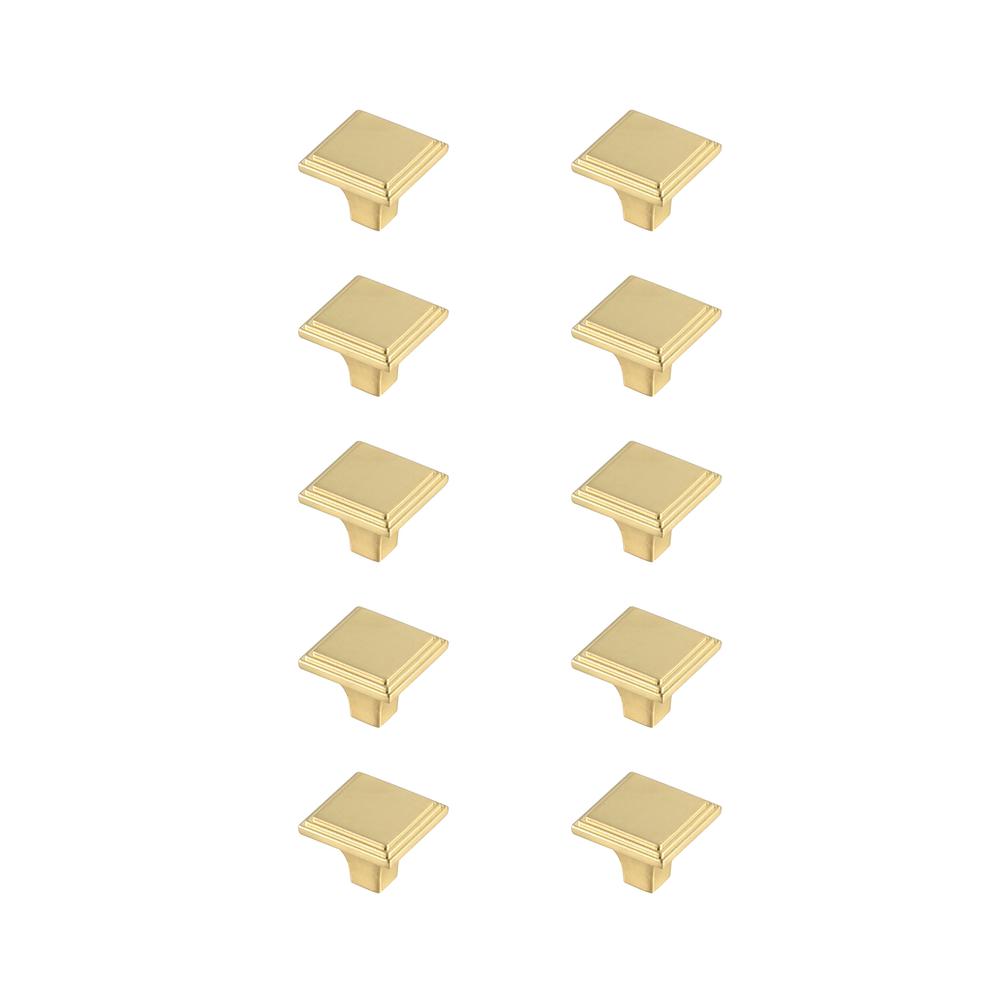 Wilow 1" Brushed Gold Square Knob Multipack (Set of 10). Picture 1