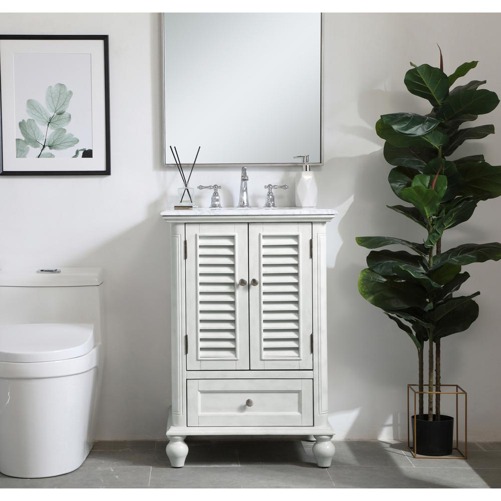 24 inch Single Bathroom Vanity in Antique White. Picture 14
