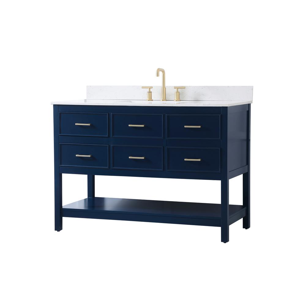 48 inch Single bathroom vanity in blue with backsplash. Picture 7