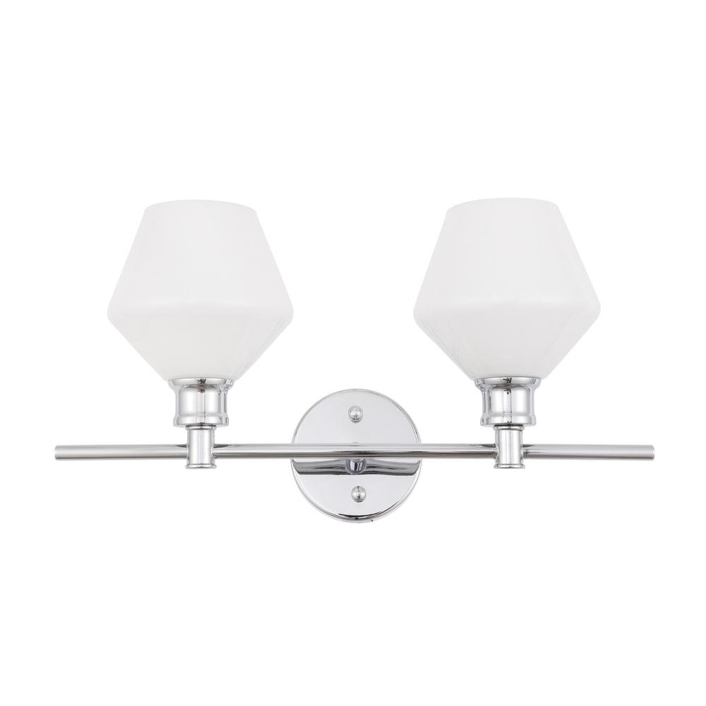 Gene 2 light Chrome and Frosted white glass Wall sconce. Picture 2