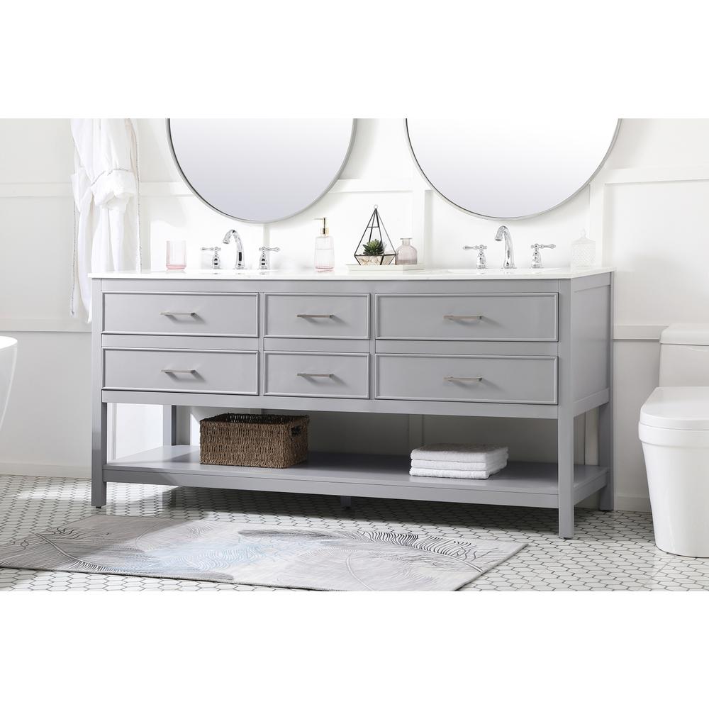 72 inch double bathroom vanity in gray. Picture 2