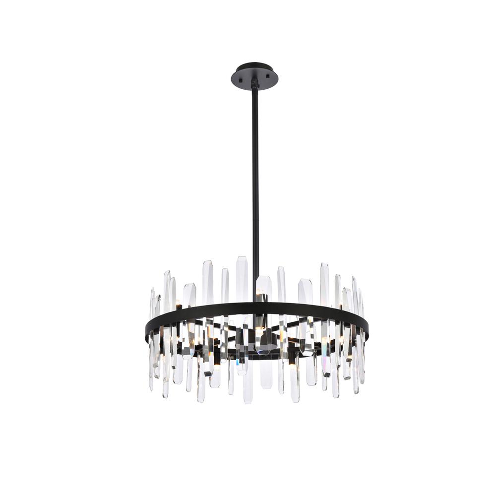 Serena 25 inch crystal round pendant in black. Picture 1