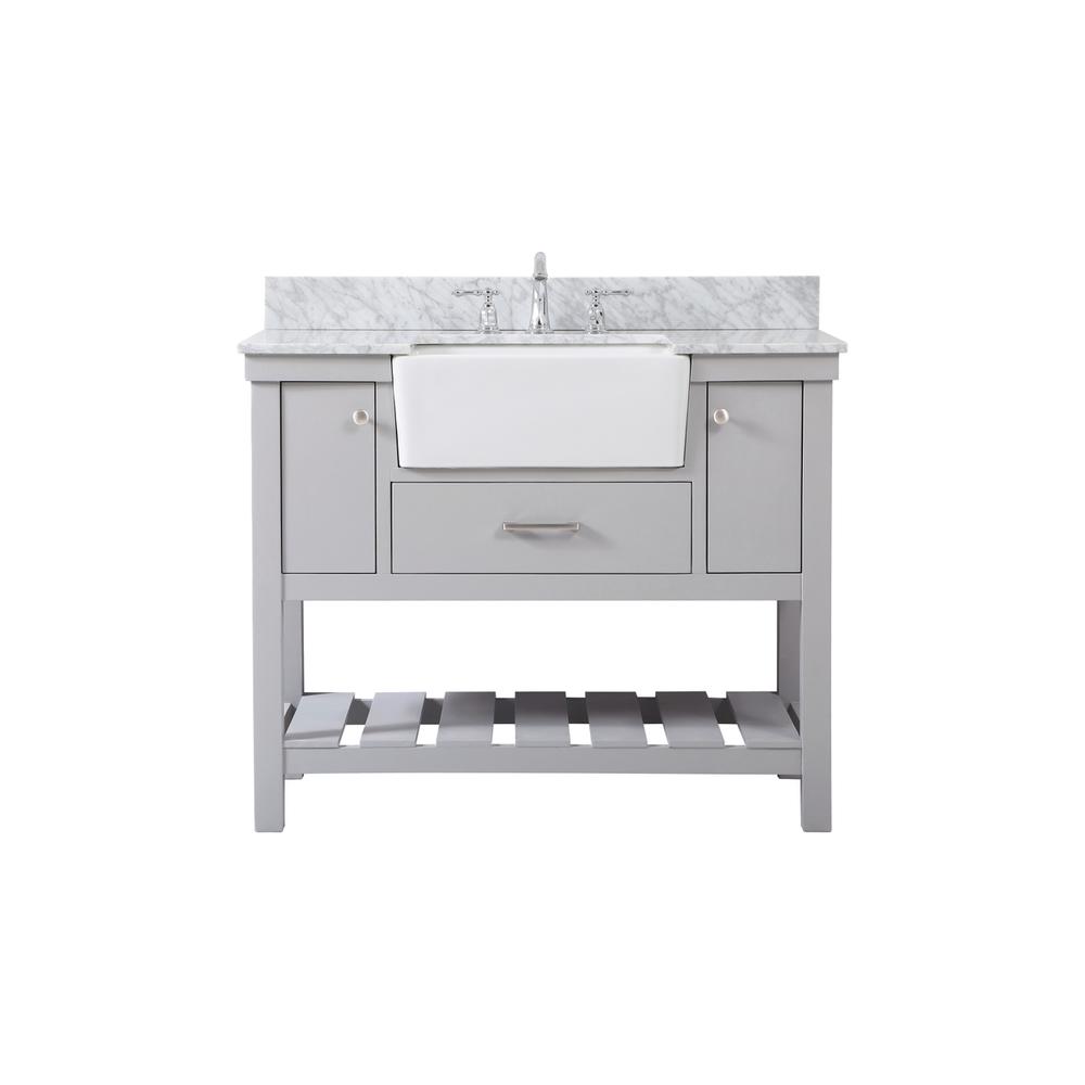 42 inch Single bathroom vanity in grey with backsplash. Picture 1
