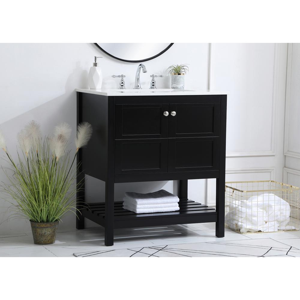 30 inch Single Bathroom Vanity in Black. Picture 2