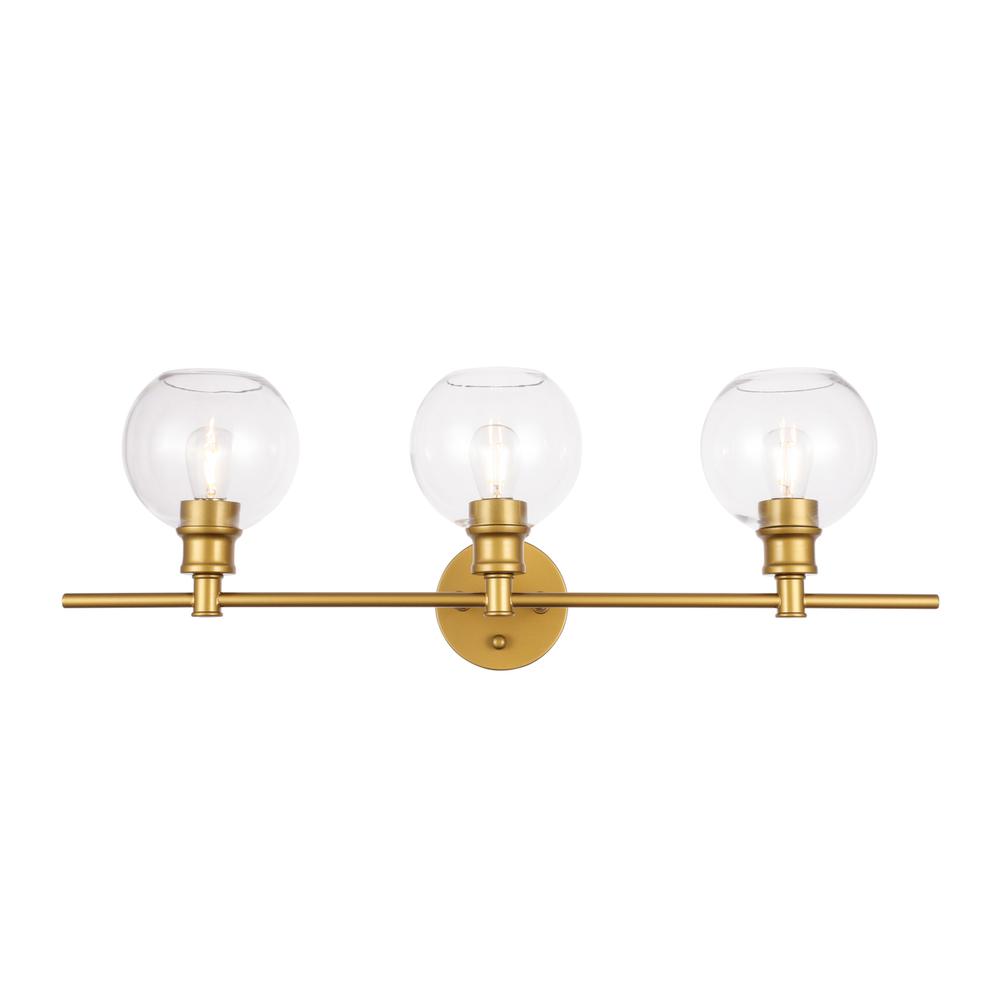 Collier 3 light Brass and Clear glass Wall sconce. Picture 1