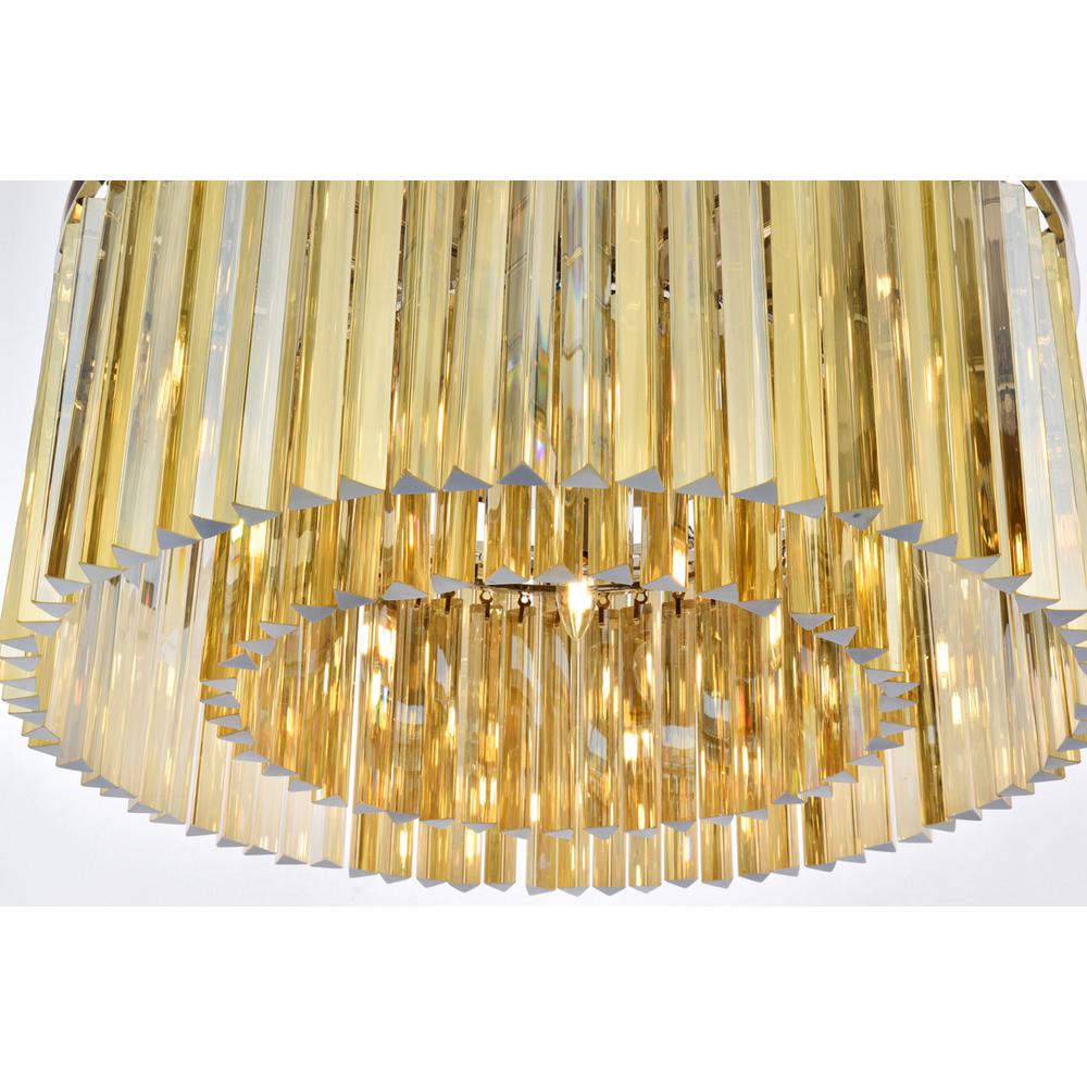 Sydney 8 light polished nickel Flush Mount Golden Teak (Smoky) Royal Cut Crystal. Picture 3