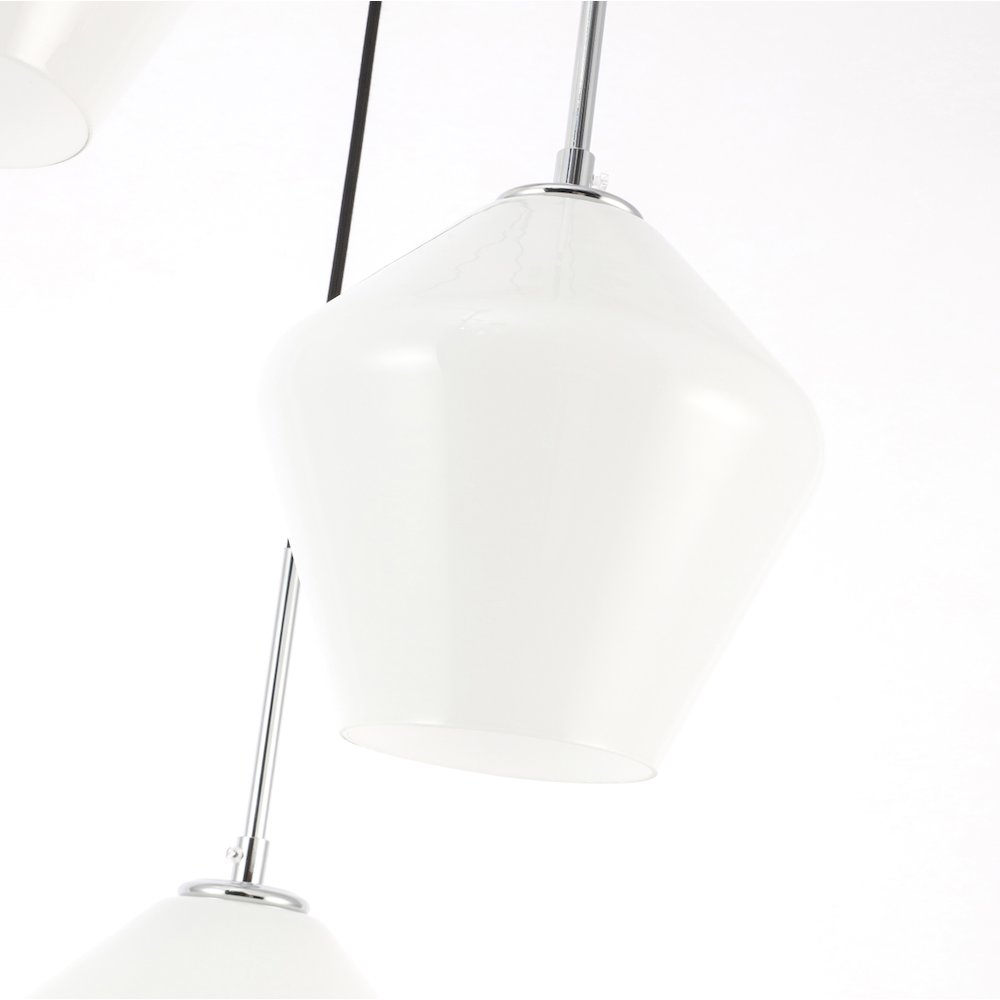 Gene 3 Light Chrome And Frosted White Glass Pendant. Picture 11