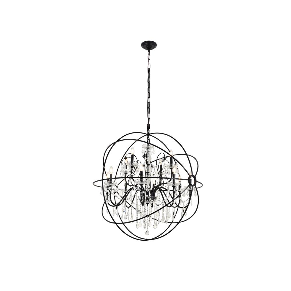 Cordelia 12 Light black Crystal Pendant. Picture 1