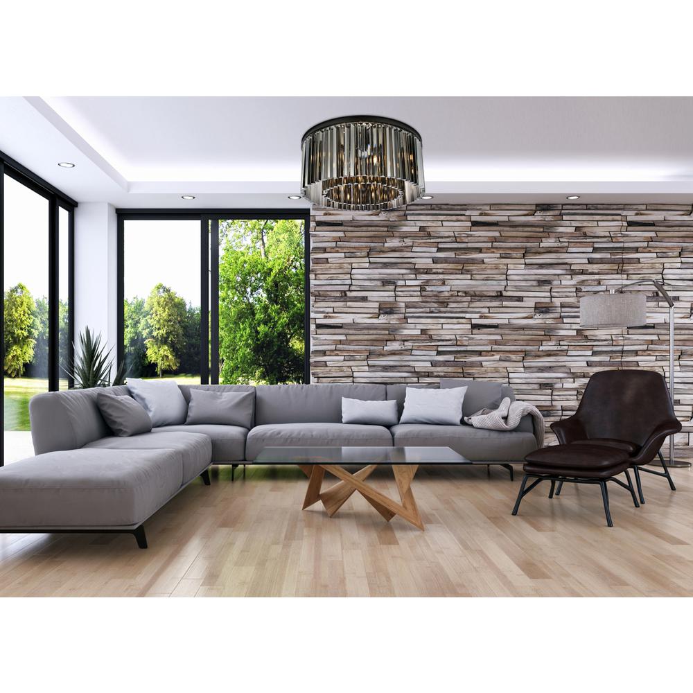 Sydney 8 light Matte Black Flush Mount Silver Shade (Grey) Royal Cut Crystal. Picture 7
