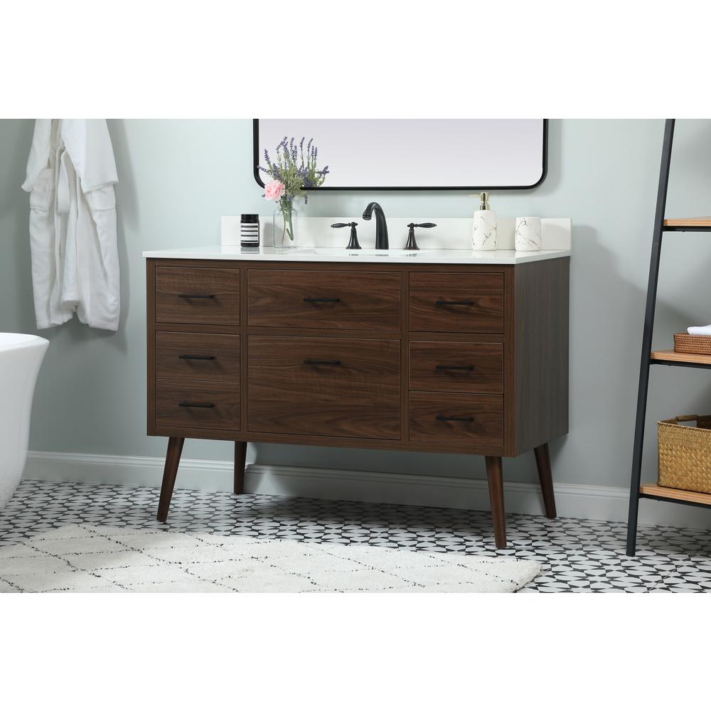 48 inch Single bathroom vanity in walnut with backsplash. Picture 2