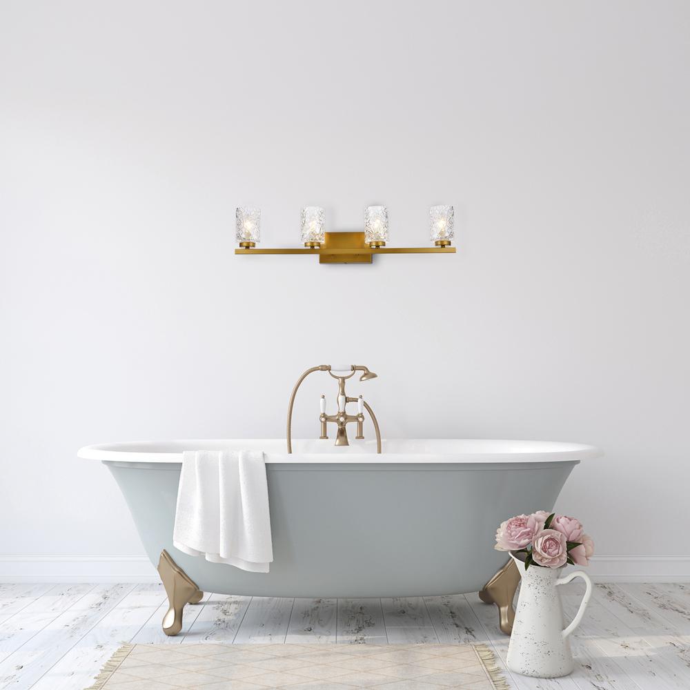 Cassie 4 lights bath sconce in brass with clear shade. Picture 6