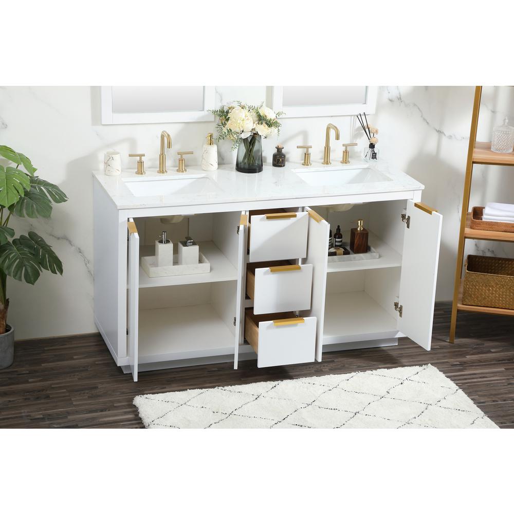60 inch double bathroom vanity in white. Picture 3