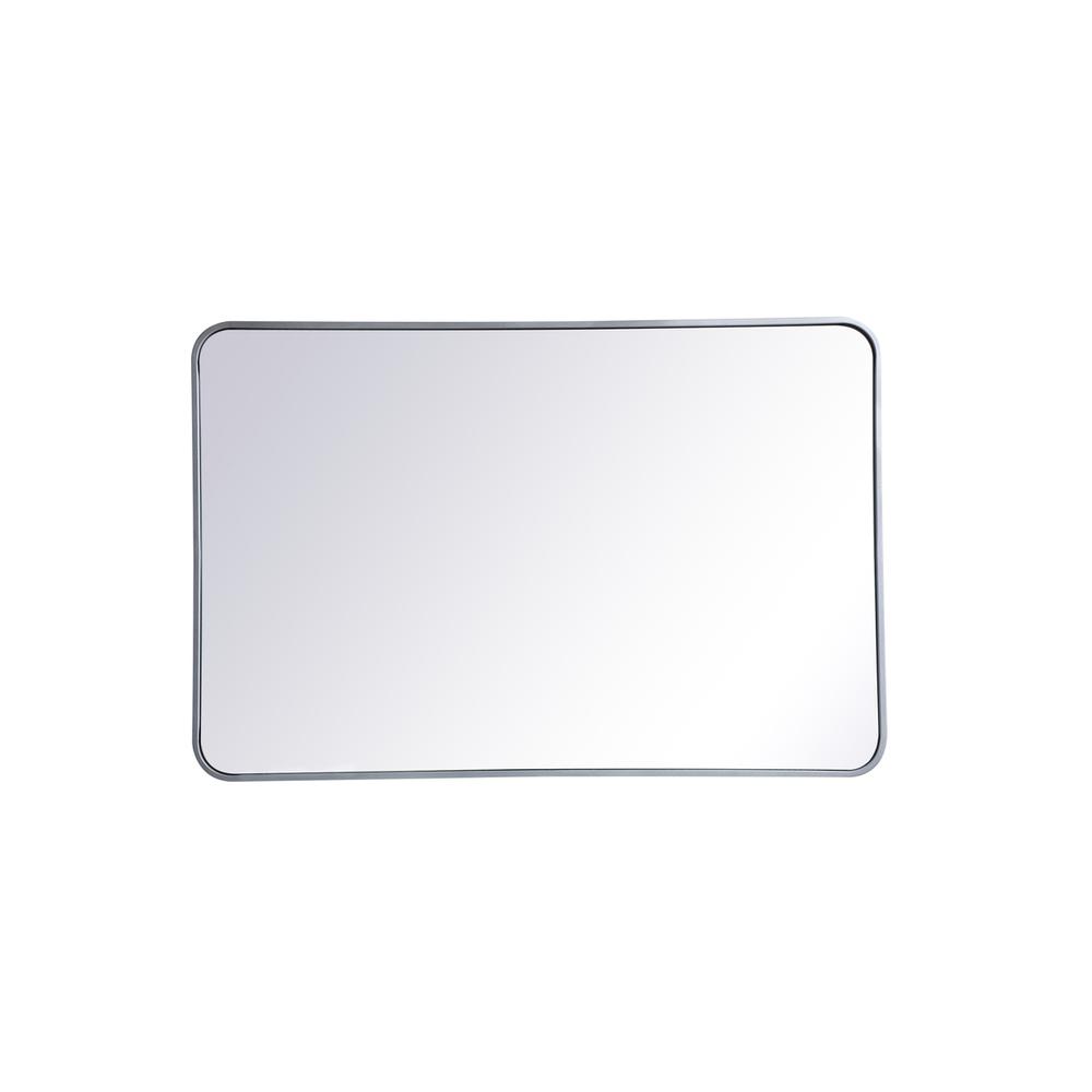 Soft corner metal rectangular mirror 28x42 inch in Silver. Picture 1