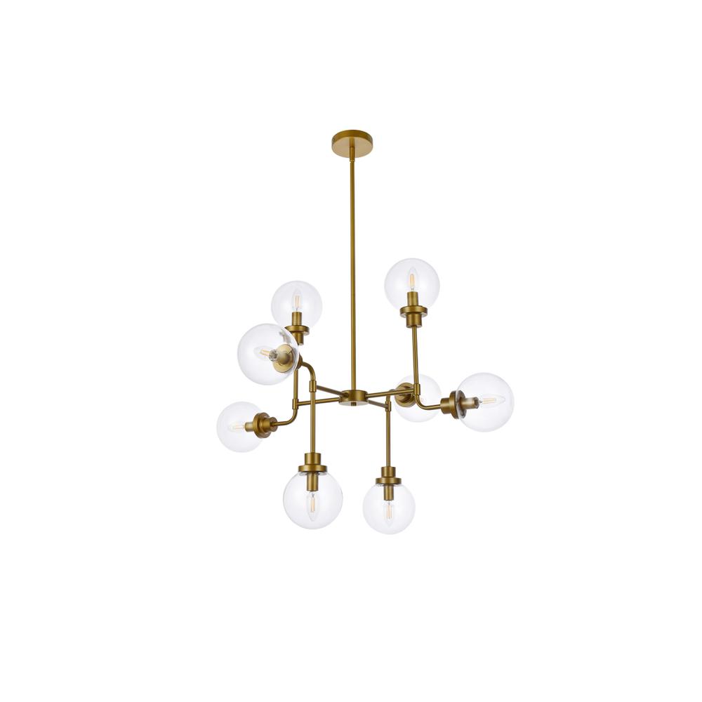 Hanson 8 lights pendant in brass with clear shade. Picture 6