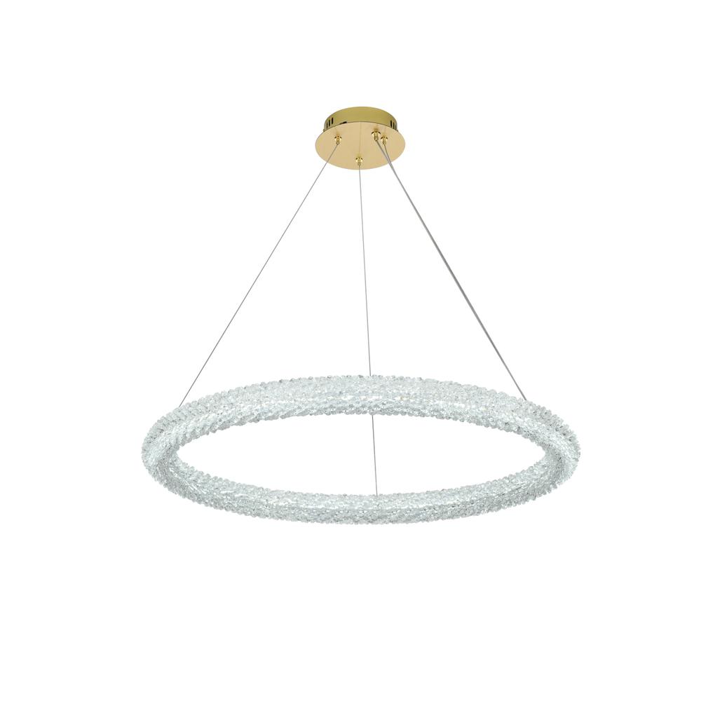 Bowen 32 inch Adjustable LED Chandelier in Satin Gold. Picture 3