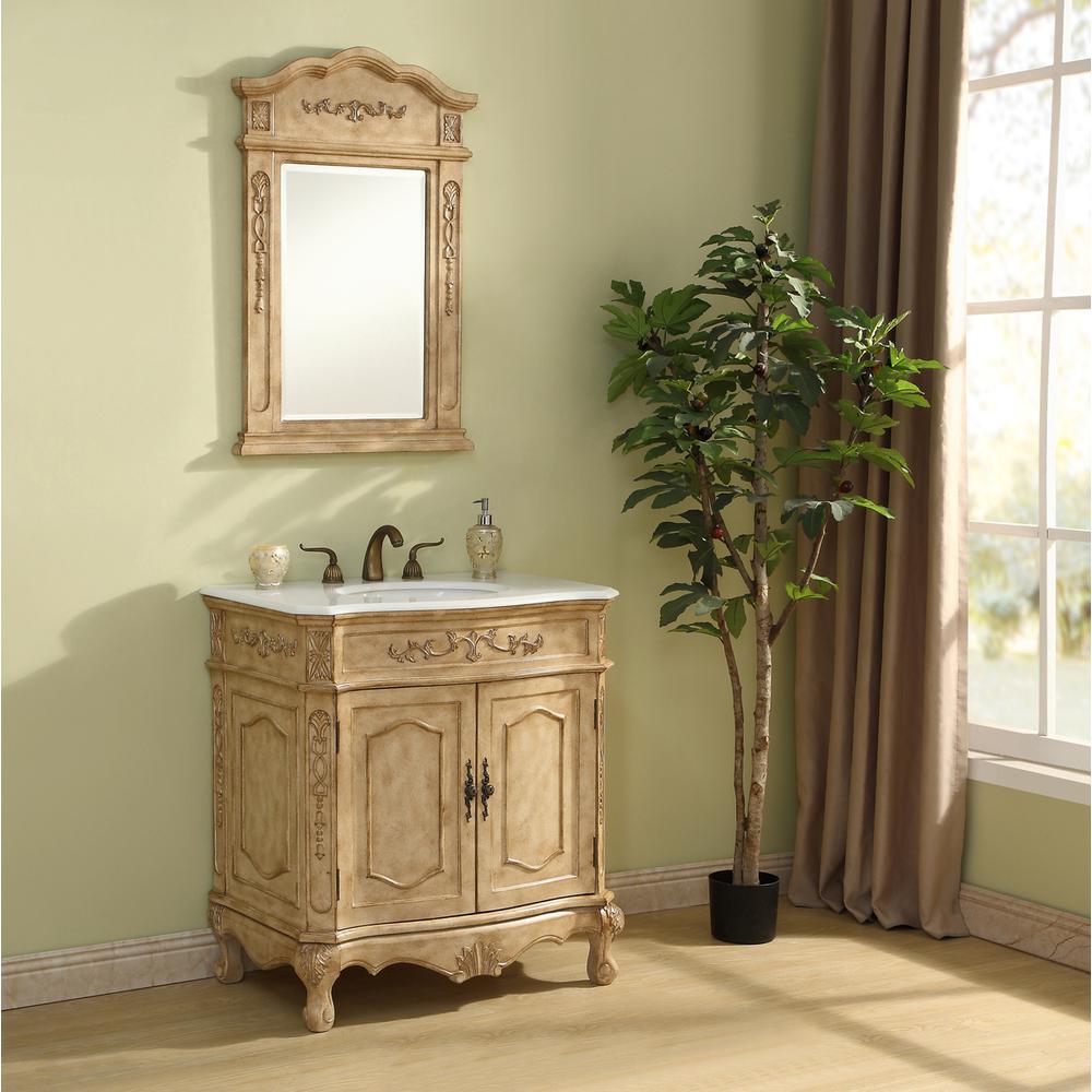 32 inch Single Bathroom vanity in Antique Beige. Picture 10