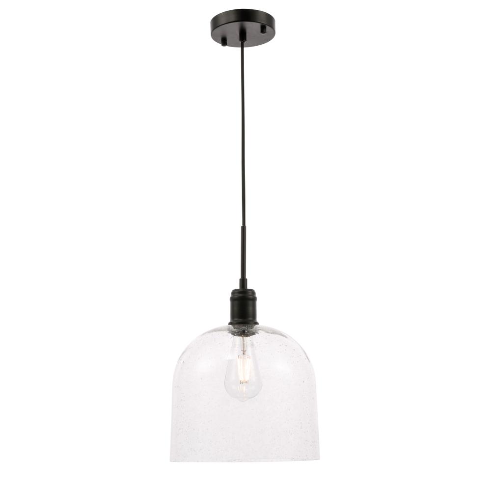 Gabe 1 light Black and Clear seeded glass pendant. Picture 1