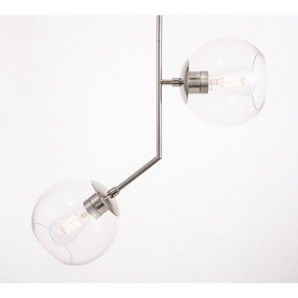 Ryland 2 Light Chrome And Clear Glass Pendant. Picture 14
