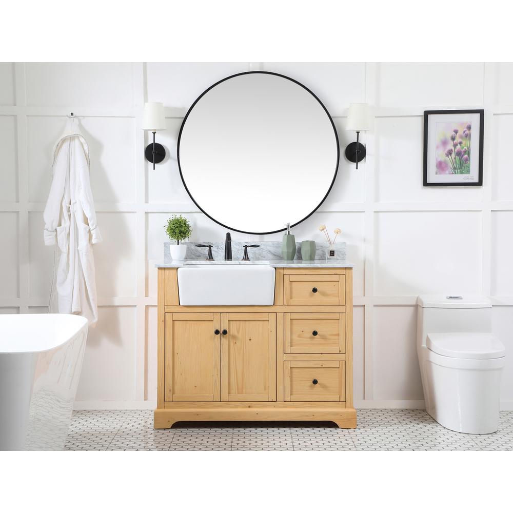 42 inch Single bathroom vanity in natural wood with backsplash. Picture 4
