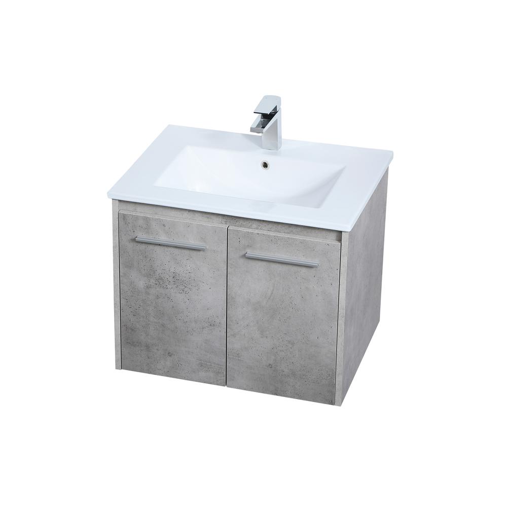 24 inch  Single Bathroom Floating Vanity in Concrete Grey. Picture 7