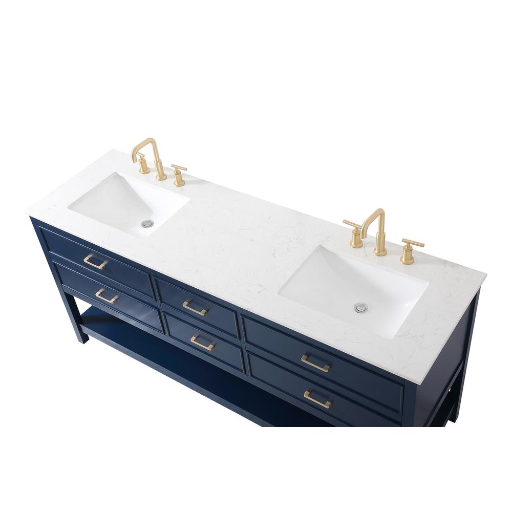 72 inch double bathroom vanity in blue. Picture 10