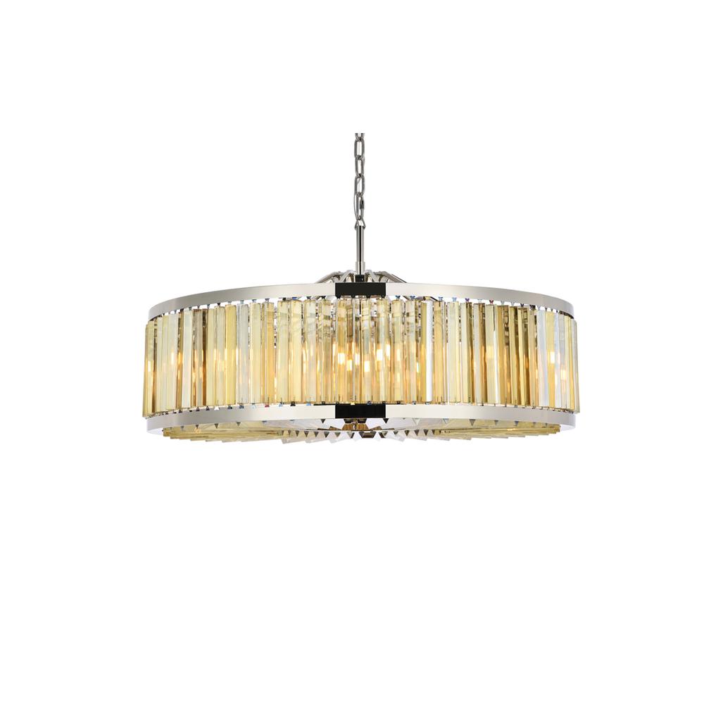 Chelsea 10 light polished nickel Chandelier Golden Teak. Picture 2