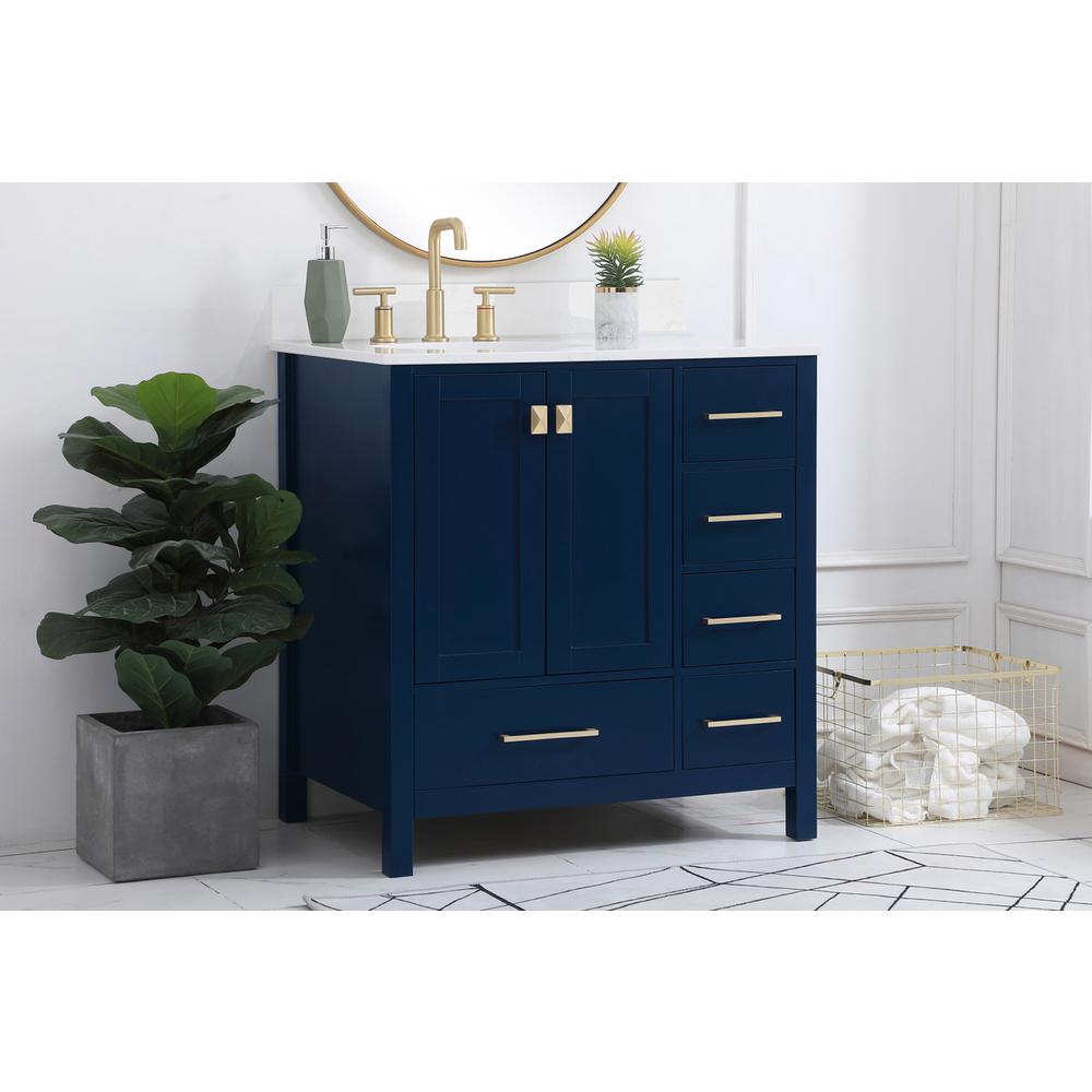 32 inch Single Bathroom Vanity in Blue with Backsplash. Picture 2