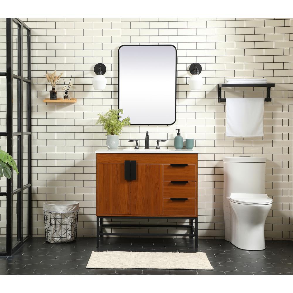 36 inch Single bathroom vanity in teak. Picture 4